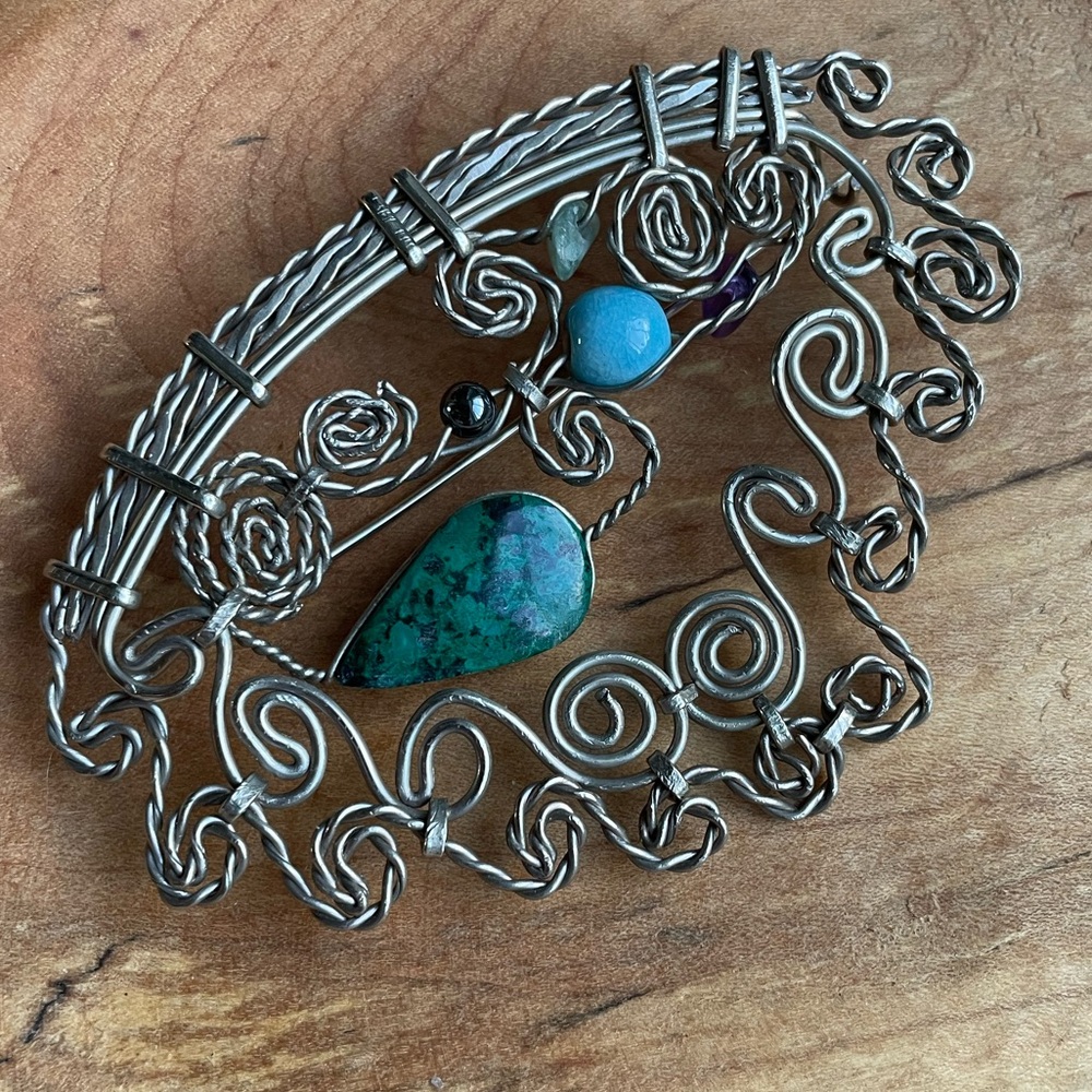 VTG Aztec-styled Latin American gemstone brooch